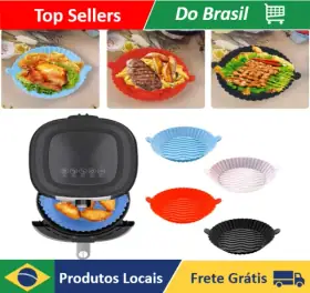 Cesto Redondo de Silicone para Air Fryer e Cozinha