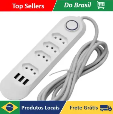 Extensão Elétrica 2m com Tomadas e Entradas USB