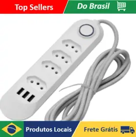 Extensão Elétrica 2m com Tomadas e Entradas USB