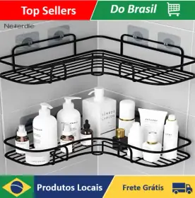 Kit 2 Prateleiras Adesivas para Banheiro Cozinha e Lavanderia