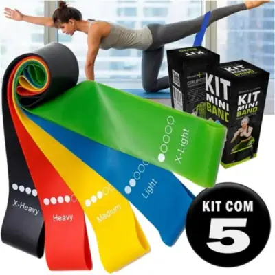 Kit 5 Mini Faixas Elásticas para Exercícios e Treino Funcional