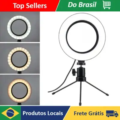 Ring Light de Mesa com Tripé para Selfie Maquiagem e Vídeo